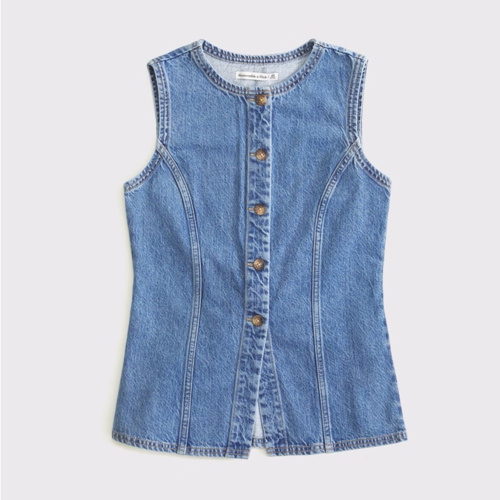 Abercrombie & Fitch Women's Blue Denim Vest, Women’s M - Picture 7 of 7